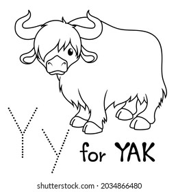 Cute Animal Alphabet Series Y is for yak for kids. Vector cartoon character design illustration.