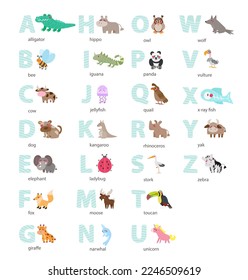 Cute Animal Alphabet Set, Each Letter with a Fun Animal