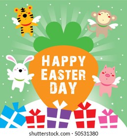cute animal angel easter greeting