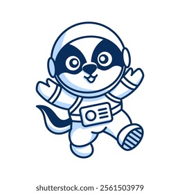 cute animal astronaut cartoon illustration icon vector