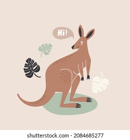 cute animal australian kangaroo, vector illustration in cartoon style for posters and cards
