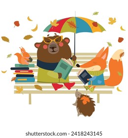cute animal autumn fox bear squirrel