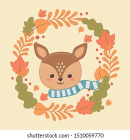 cute animal autumn season flat design