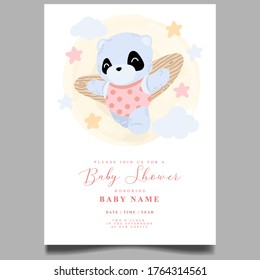 cute animal baby shower invitation editable template