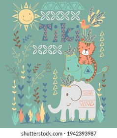 cute animal beach graphic vector