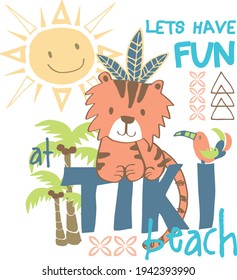 cute animal beach graphic vector