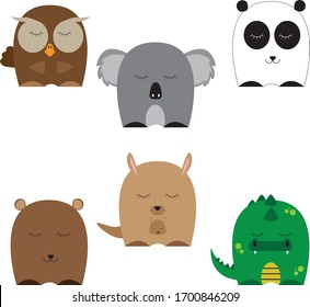 cute animal: bear, koala, Panda, Kangaroo