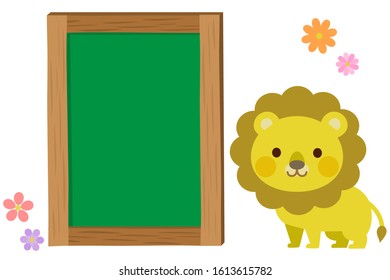 Cute animal blackboard lion illustration