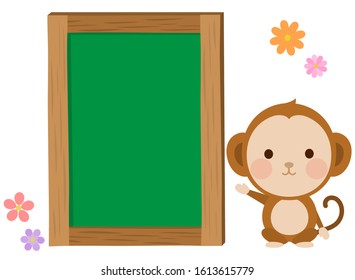 Cute animal blackboard monkey illustration