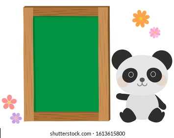 Cute animal blackboard panda illustration