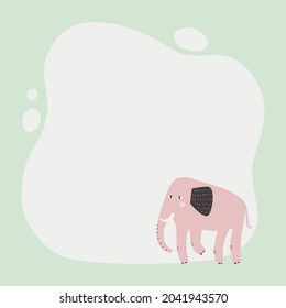 Cute animal a blot frame in simple cartoon hand-drawn style.Template for your text or photo. Ideal for cards, invitations, party, kindergarten, preschool and children