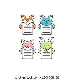 Cute animal book logo icon vector