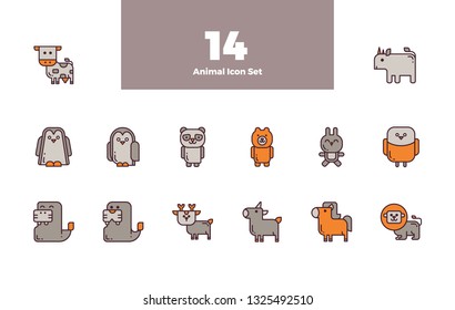 Cute Animal Bundle Set Icon with Stroke