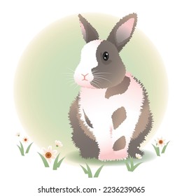 Cute animal bunny in pastel tones