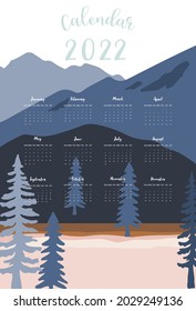 Cute animal calendar 2021 with bear, feather, dreamcatcher for children, kid, baby.Can be used for printable graphic
