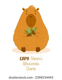 Cute animal capybara. Vector illustration. Funny capibara character rodent in flat style for cards, design, print, kids collection