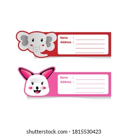 Cute Animal Cartoon Address Label Design Template