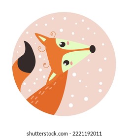 Cute animal cartoon character in circle shape