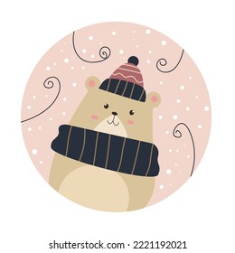 Cute animal cartoon character in circle shape
