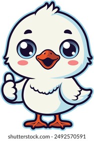 Cute animal cartoon character, funny, little animal, seagul, bird