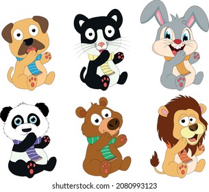 Vector de colección de dibujos animados de animales pequeños
