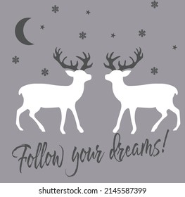 Cute Animal Cartoon Doodle Deer Slogan Tshirt Print Design
