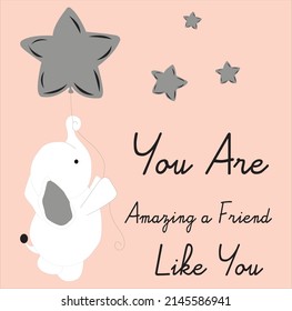 Cute Animal Cartoon Doodle Elephant Slogan Tshirt Print Design