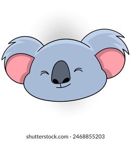 Cute animal dibujos animados garabato, cabeza koala sonriendo y saludando