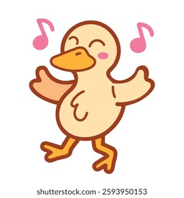 Cute animal cartoon duck singing bird icon