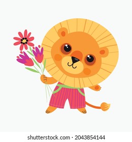 cute animal cartoon illustration design. cute animal art for baby. animal art for background poster and card