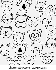 cute animal cartoon illustration hand drawn