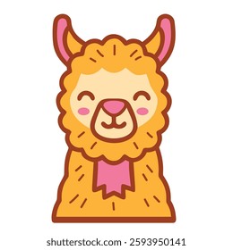 Cute animal cartoon llama adorable fluffy icon