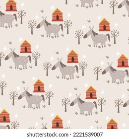 Cute animal cartoon pattern perfect for wrapping paper and decoration