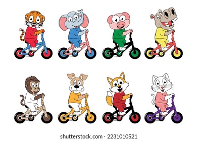 cute animal cartoon ride bicycle