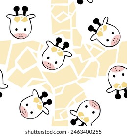 Cute animal cartoon seamless pattern