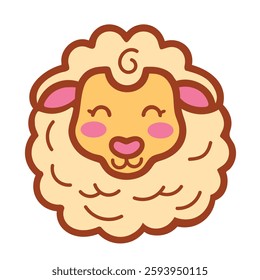 Cute animal cartoon sheep adorable fluffy icon