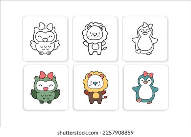 cute animal cartoon sketch art vector illustration design usable for kid's books or children's school 