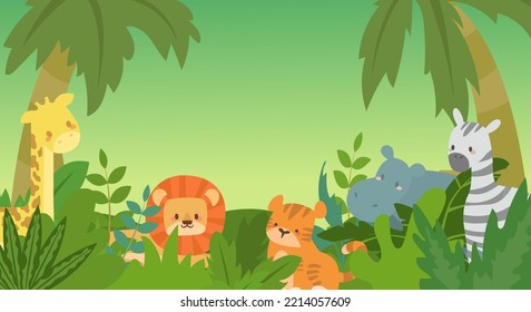 	
Cute animal cartoon. Wildlife animals