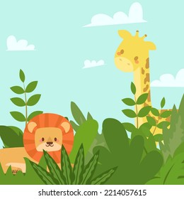 	
Cute animal cartoon. Wildlife animals