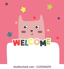 Cute animal cat doodle drawing design. Cartoon pet hand drawn style vector Illustration