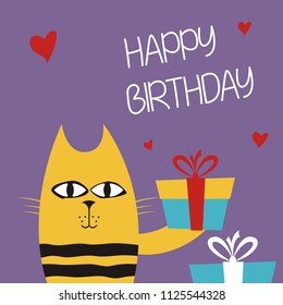 Cute animal cat doodle drawing design. Cartoon pet hand drawn style vector Illustration