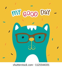 Cute animal cat doodle drawing design. Cartoon pet hand drawn style vector Illustration