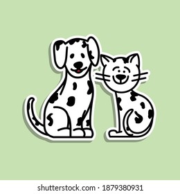 Cute Animal Cat sticker design vector