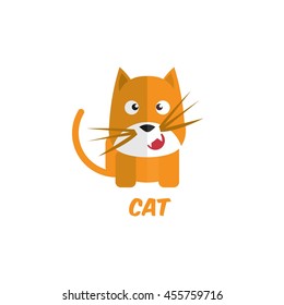 Cute Animal (Cat) Vector Illustration. flat style design