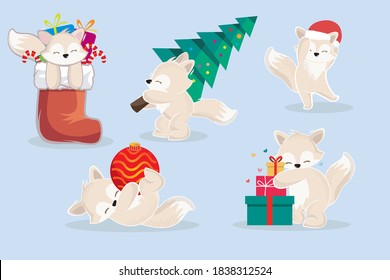 Cute animal to celebrate christmas for your sticker, clipart, craft and other design