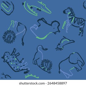 cute animal chalk pattern background