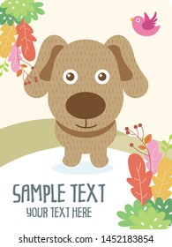 cute animal character card template vector design