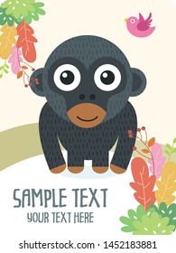 cute animal character card template vector design