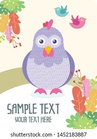 cute animal character card template vector design