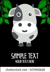 cute animal character card template vector design